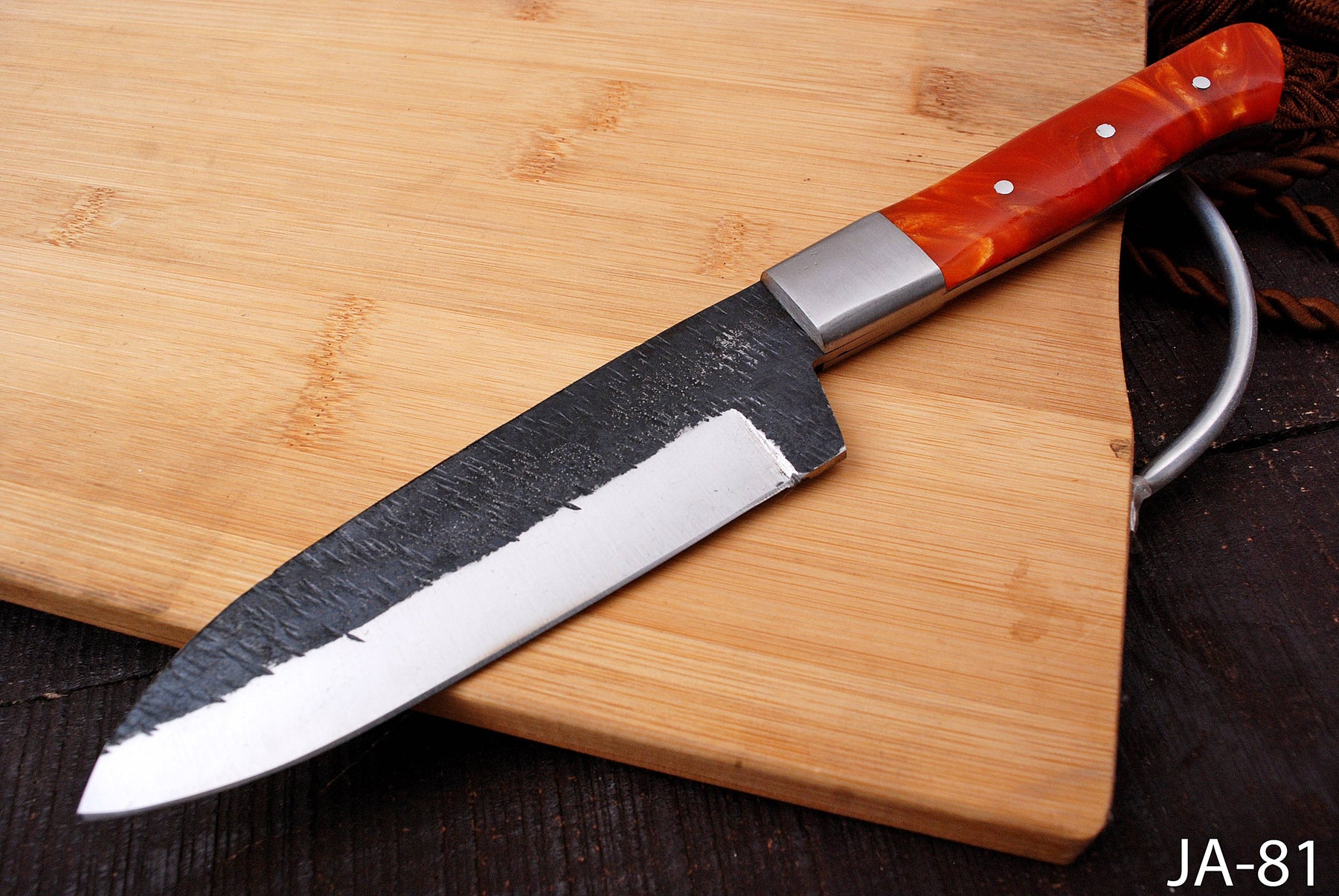 AW-81 Hand-Forged High Carbon Steel Santoku Knife with Sunburst Resin Handle