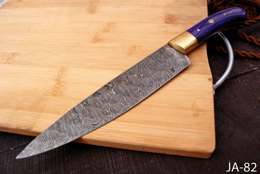 AW-82 Hand-Forged Damascus Steel Professional Chef Knife with Purple Pakkawood Handle