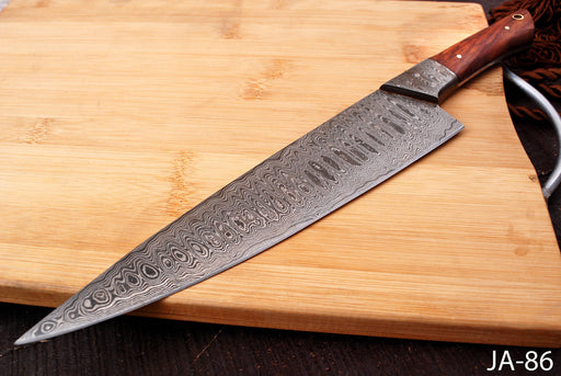 AW-86 Hand-Forged Damascus Steel Professional Slicer Knife with Rosewood Handle
