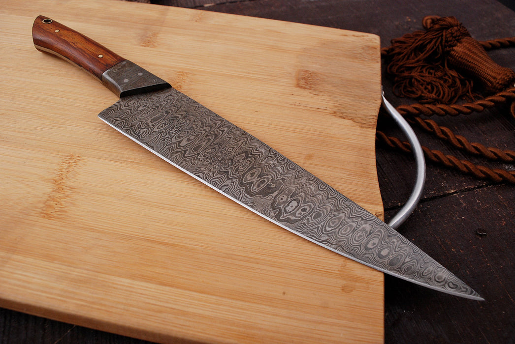 AW-86 Hand-Forged Damascus Steel Professional Slicer Knife with Rosewood Handle