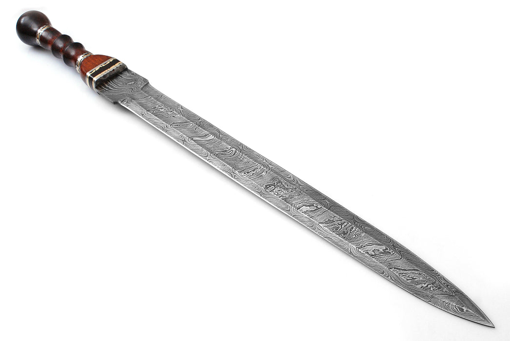 AW-87 Hand-Forged Damascus Steel Gladius-Style Short Sword with Rosewood Grip