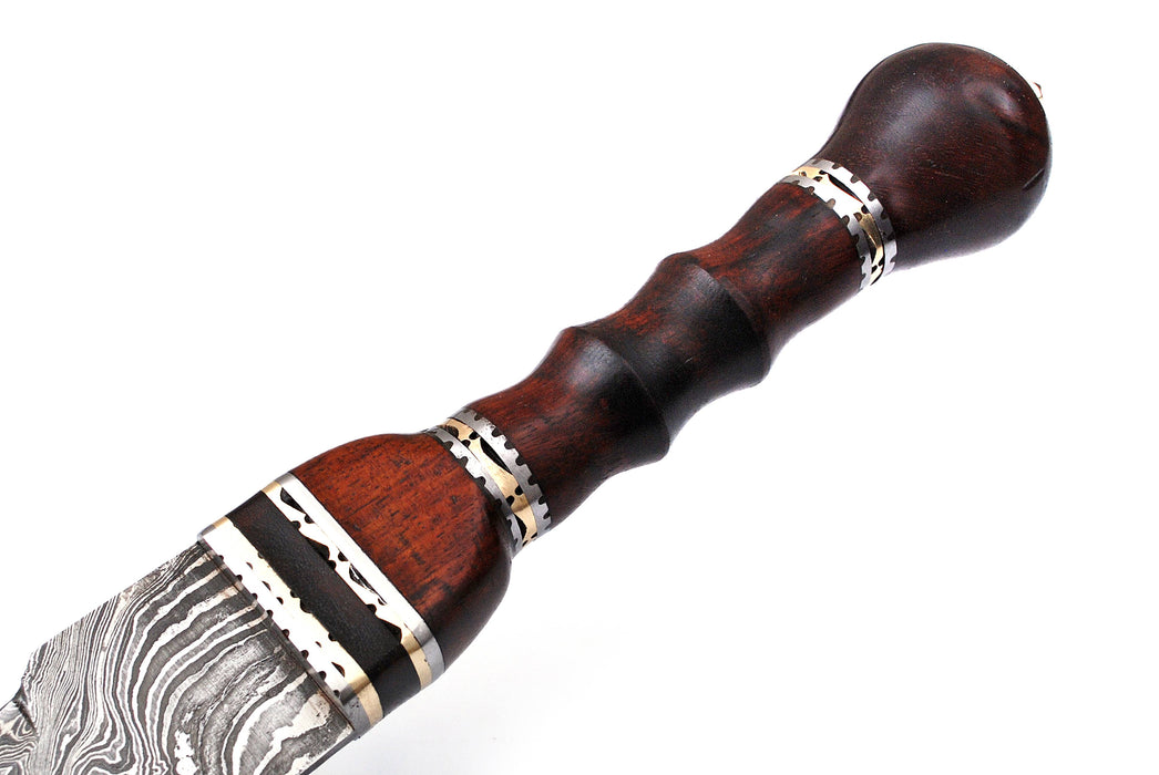AW-87 Hand-Forged Damascus Steel Gladius-Style Short Sword with Rosewood Grip