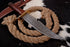 AW-89 Hand-Forged Damascus Steel Sawback Bowie Knife with Brass Guard and Rosewood Handle