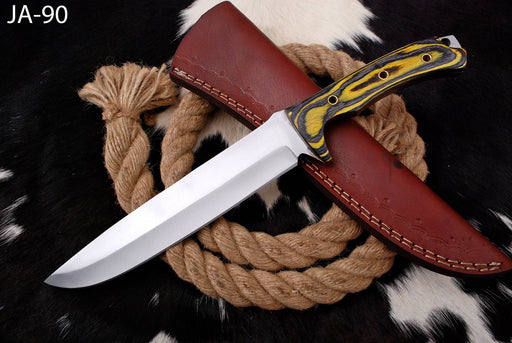 AW-90 Professional High-Carbon Steel Tactical Hunting Knife with Yellow Micarta Handle