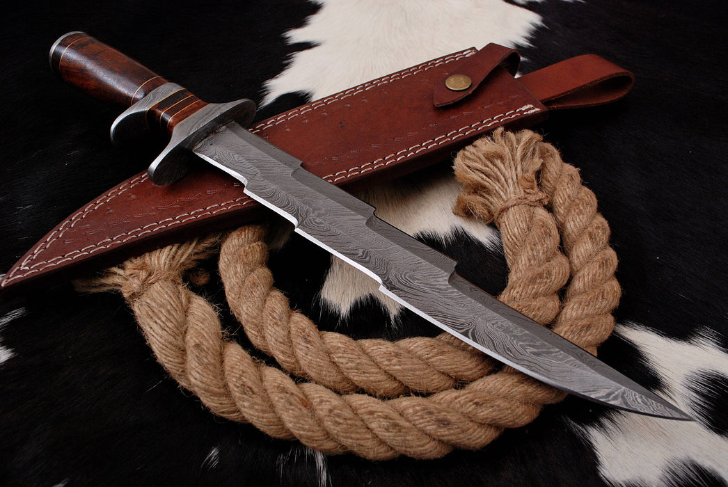 AW-92Hand-Forged Damascus Steel Tactical Short Sword with Multi-Stepped Blade