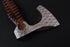 Hand-Forged Bearded Viking Axe with Textured Steel and Carved Scalloped Handle (AW-139)