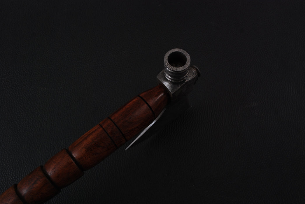 Hand-Forged Damascus Steel Pipe Tomahawk with Segmented Rosewood Handle (AW-141)