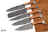 (AW-54) Handmade 5-Piece Damascus Steel Kitchen Knife Set – Natural Olive Wood Handles with Suede Leather Roll Bag