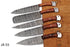 (AW-55) Custom 5-Piece Damascus Steel Kitchen Knife Set – Rich Rosewood Handles with Suede Leather Roll Bag
