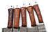 (AW-55) Custom 5-Piece Damascus Steel Kitchen Knife Set – Rich Rosewood Handles with Suede Leather Roll Bag